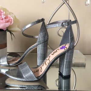 SAM EDELMAN Silver Block Heels Sandals